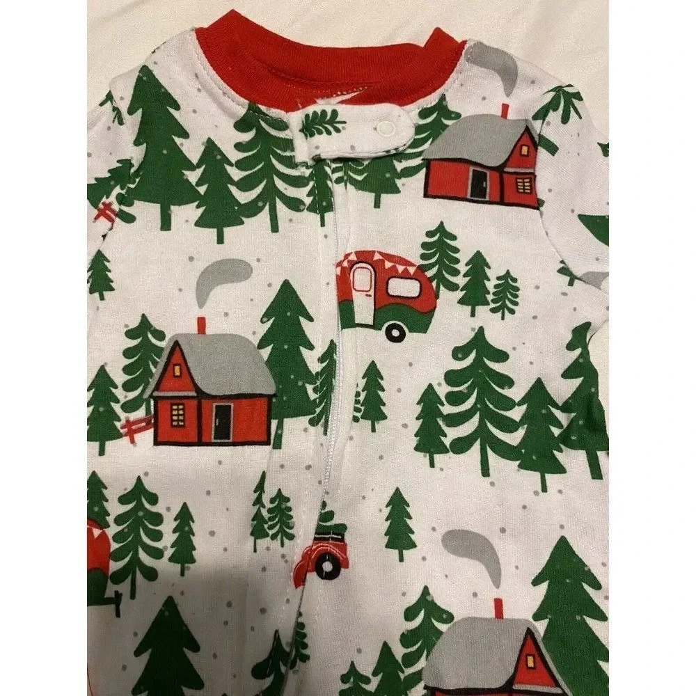 Holiday Time Unisex 1 Piece Sleep & Play 0-3M Trees Campers Cabins one piece